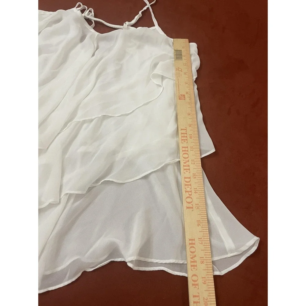 In Bloom By Jonquil Gown Womens Large White Chiffon Ruffle Babydoll Sleeveless
